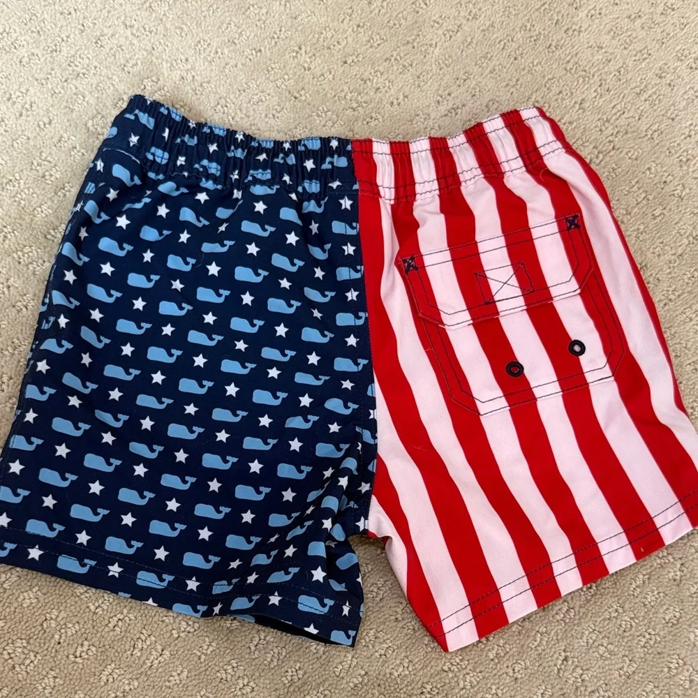 Vineyard Vines Red, White & Navy Toddler Swim Trunks